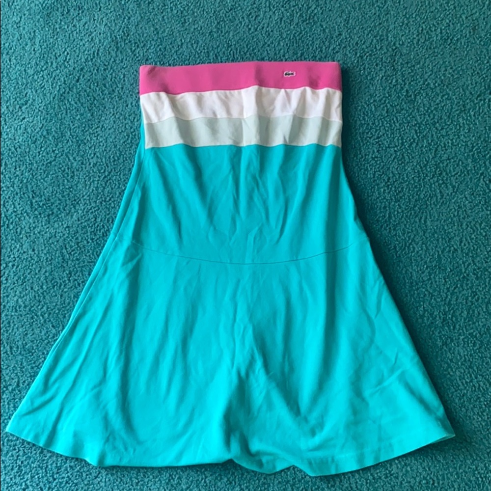Strapless Lacoste color block dress